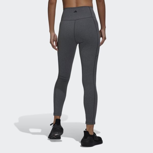 Legging Adidas Yoga Studio 7/8 Gris Foncé Chiné Chaud