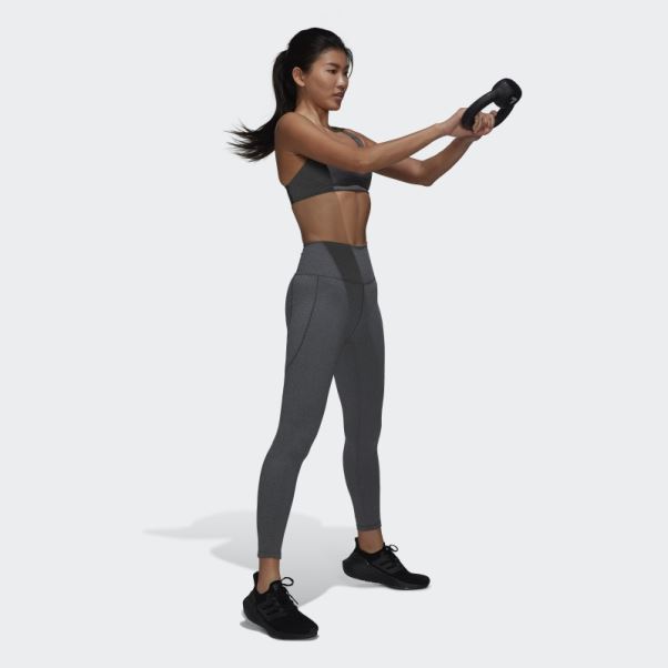 Legging Adidas Yoga Studio 7/8 Gris Foncé Chiné Chaud