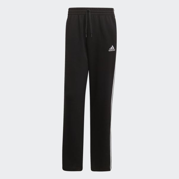 Pantalon Adidas Essentials Noir à Ourlet Ouvert En Polaire à 3 Bandes