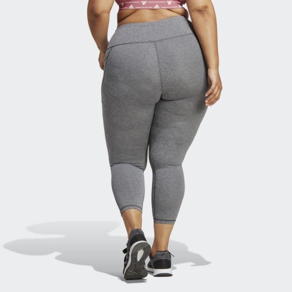 Legging Optime Stash Pocket Training 7/8 Gris Foncé Chiné (grande Taille) Adidas