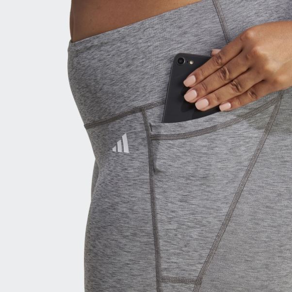 Legging Optime Stash Pocket Training 7/8 Gris Foncé Chiné (grande Taille) Adidas
