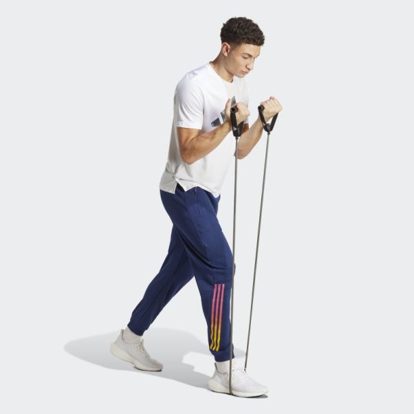 Pantalon De Jogging D'entraînement Adidas Train Icon Bleu Foncé à 3 Bandes