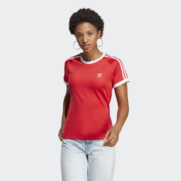 Adicolor Classics T-shirt Slim à 3 Bandes écarlate Adidas