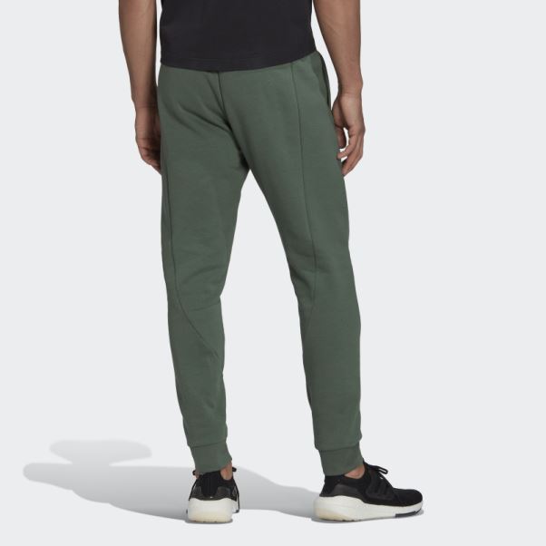 Chaud Adidas Stadium Polaire Badge De Sport Menotté Pantalon Vert Oxyde