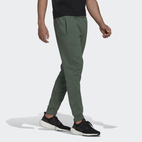 Chaud Adidas Stadium Polaire Badge De Sport Menotté Pantalon Vert Oxyde