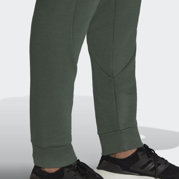 Chaud Adidas Stadium Polaire Badge De Sport Menotté Pantalon Vert Oxyde