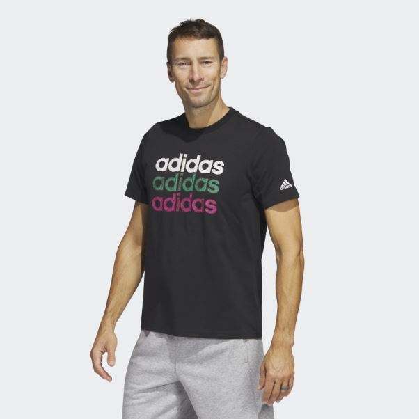 T-shirt Graphique Adidas Multi Linear Sportswear Noir (manches Courtes)