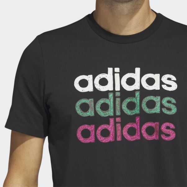 T-shirt Graphique Adidas Multi Linear Sportswear Noir (manches Courtes)