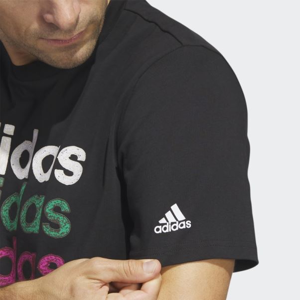 T-shirt Graphique Adidas Multi Linear Sportswear Noir (manches Courtes)