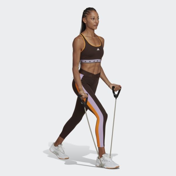 Soutien-gorge Techfit à Maintien Moyen Adidas Hyperglam Powerreact Marron Foncé