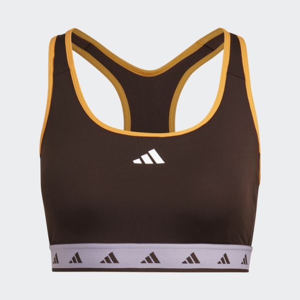 Soutien-gorge Techfit à Maintien Moyen Adidas Hyperglam Powerreact Marron Foncé