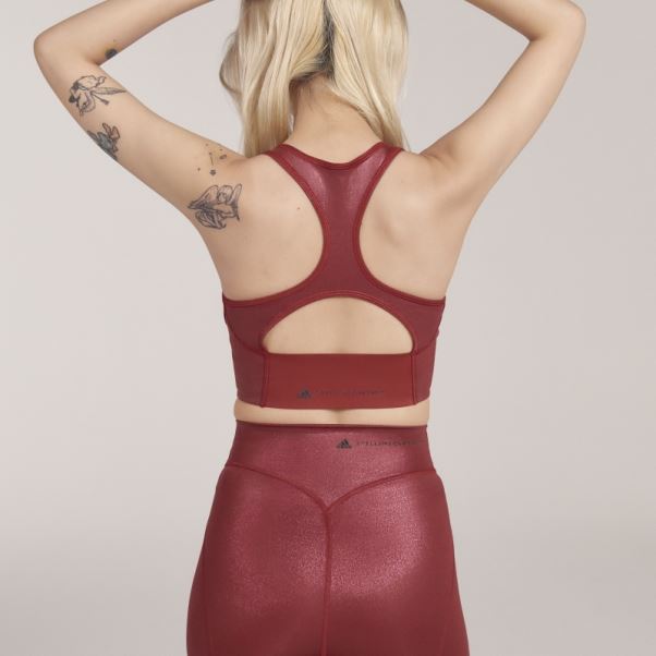 Adidas By Stella Mccartney Crop Top D'entraînement Brillant Bordeaux Chaud