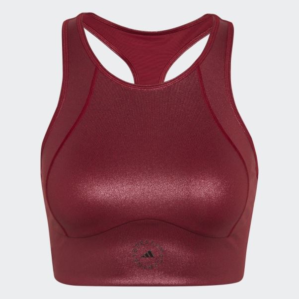 Adidas By Stella Mccartney Crop Top D'entraînement Brillant Bordeaux Chaud