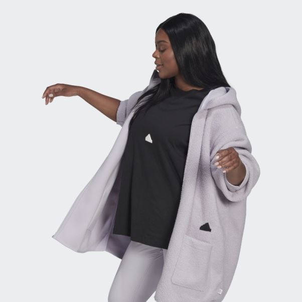 Haut De Survêtement Long à Capuche En Polaire (grande Taille) Adidas Silver Dawn