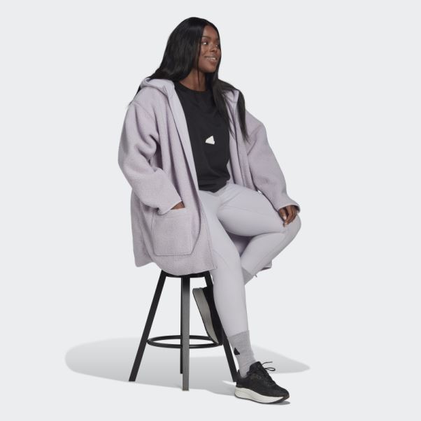 Haut De Survêtement Long à Capuche En Polaire (grande Taille) Adidas Silver Dawn