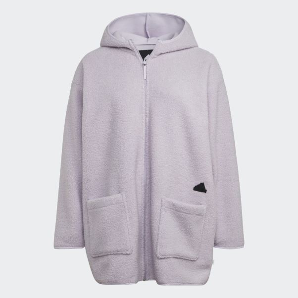 Haut De Survêtement Long à Capuche En Polaire (grande Taille) Adidas Silver Dawn