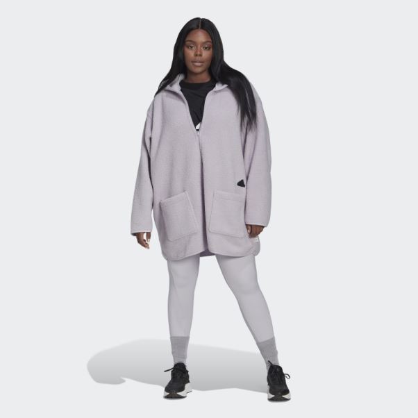 Haut De Survêtement Long à Capuche En Polaire (grande Taille) Adidas Silver Dawn