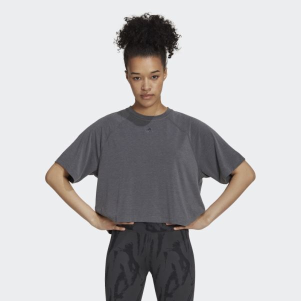 Aeroready Wrap-back Tee Adidas Gris Foncé Chiné
