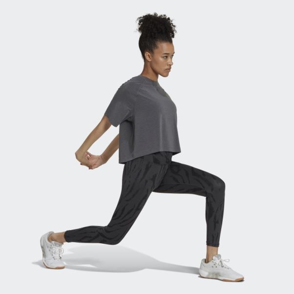 Aeroready Wrap-back Tee Adidas Gris Foncé Chiné