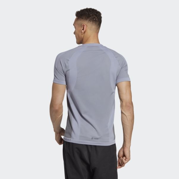 Adidas Primeknit Yoga T-shirt D'entraînement Sans Couture Argent Violet Mode