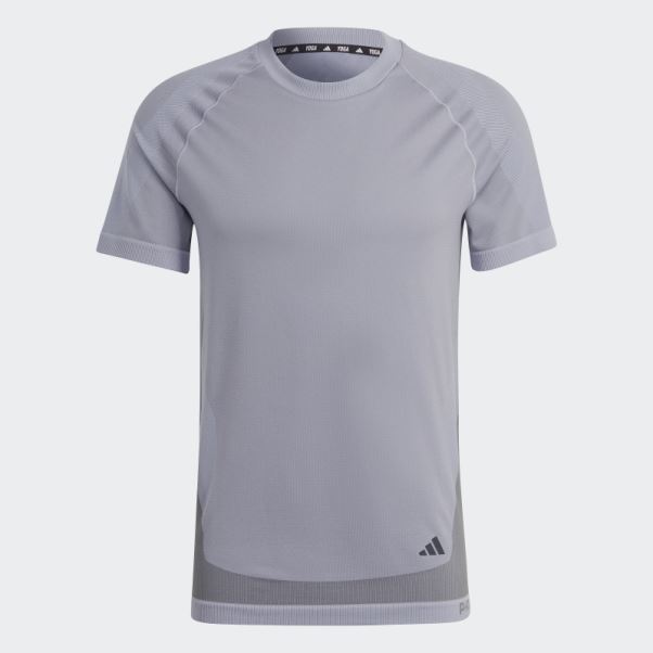 Adidas Primeknit Yoga T-shirt D'entraînement Sans Couture Argent Violet Mode