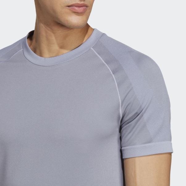 Adidas Primeknit Yoga T-shirt D'entraînement Sans Couture Argent Violet Mode
