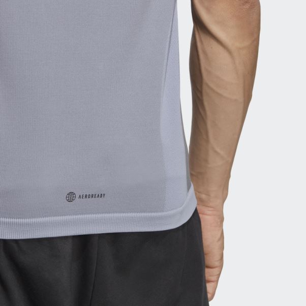 Adidas Primeknit Yoga T-shirt D'entraînement Sans Couture Argent Violet Mode