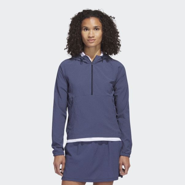 Sweat à Capuche De Golf Zippé 1/4 En Seersucker Bleu Marine Adidas