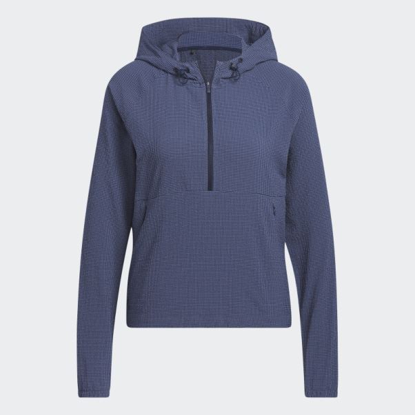 Sweat à Capuche De Golf Zippé 1/4 En Seersucker Bleu Marine Adidas
