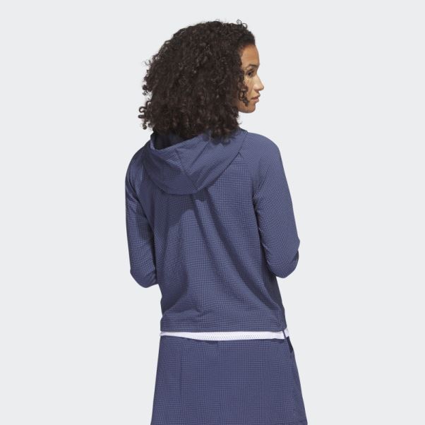 Sweat à Capuche Bleu Marine Adidas Seersucker 1/4-zip Golf