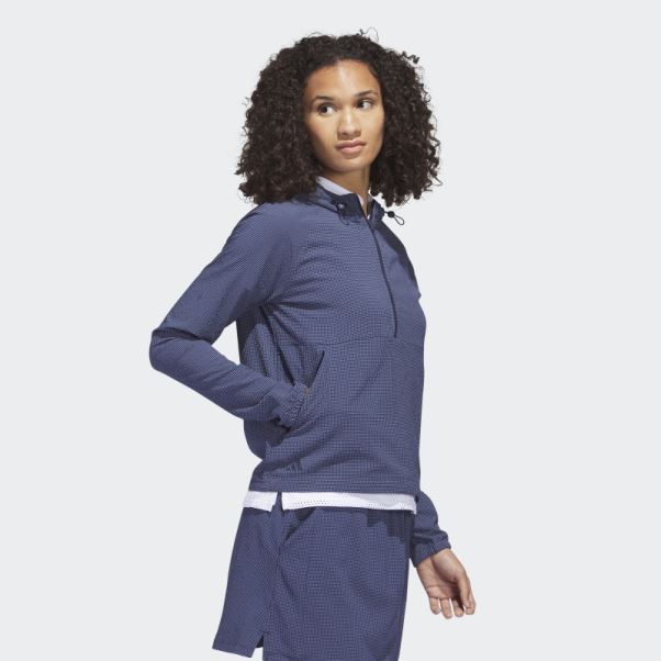 Sweat à Capuche Bleu Marine Adidas Seersucker 1/4-zip Golf