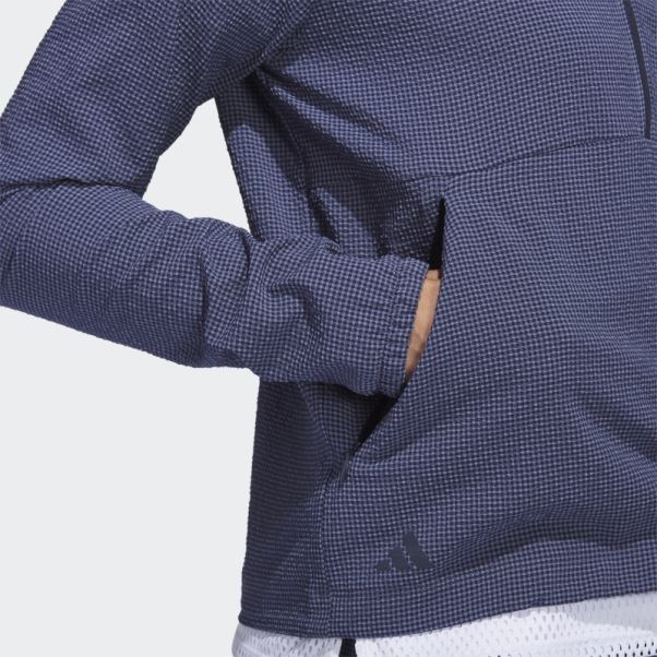 Sweat à Capuche Bleu Marine Adidas Seersucker 1/4-zip Golf