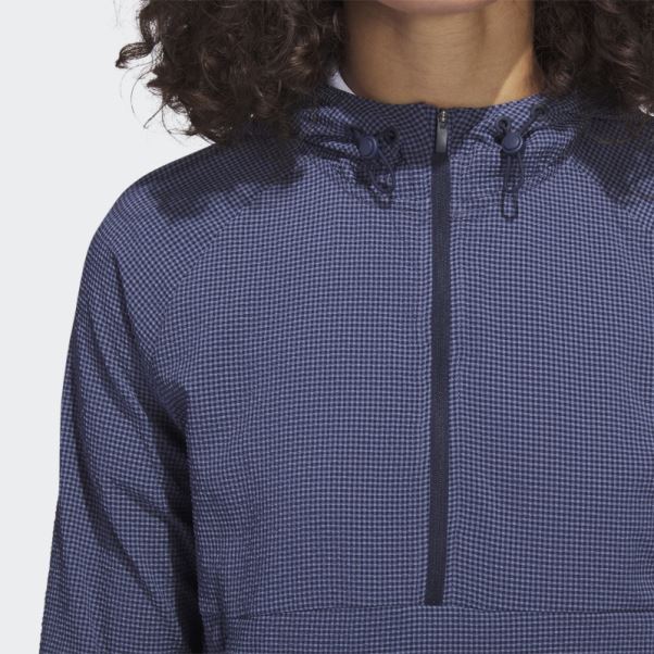 Sweat à Capuche Bleu Marine Adidas Seersucker 1/4-zip Golf