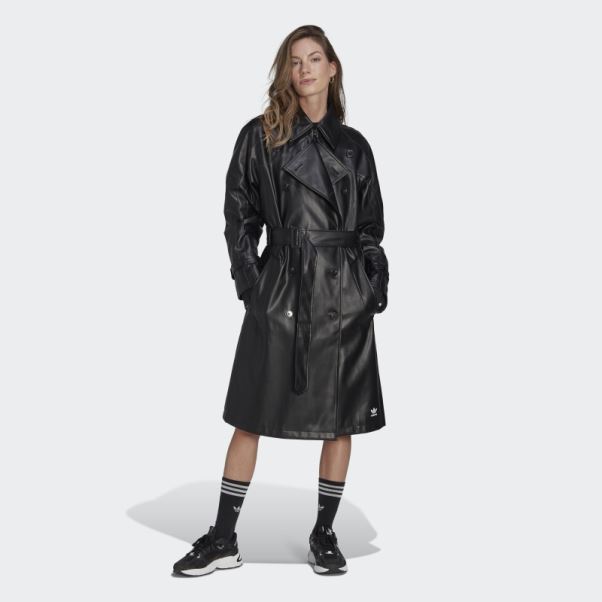Trefoil En Similicuir Trèfle Adicolor Adidas Noir