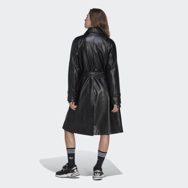 Trefoil En Similicuir Trèfle Adicolor Adidas Noir