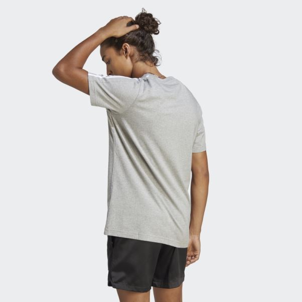 Adidas Essentials Single Jersey 3-stripes T-shirt Gris Moyen