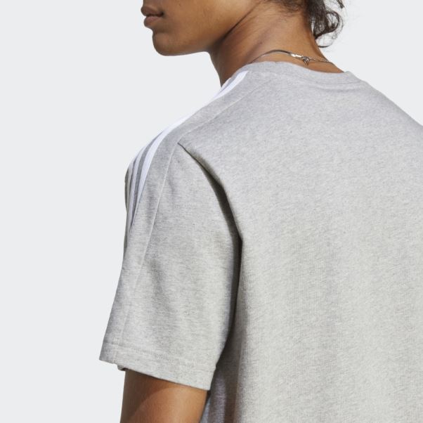 Adidas Essentials Single Jersey 3-stripes T-shirt Gris Moyen