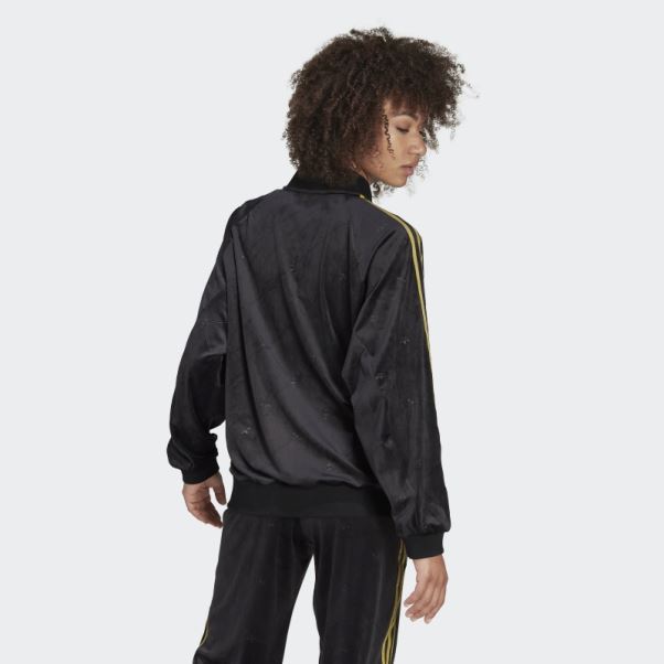 Veste De Survêtement En Velours Avec Monogramme Adidas Originals En Relief Noir Chaud