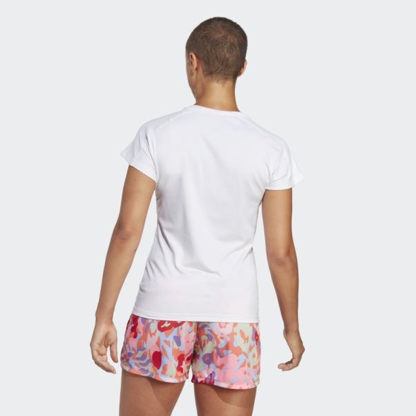 Aeroready Train Essentials Minimal Branding V-neck Tee Blanc Adidas