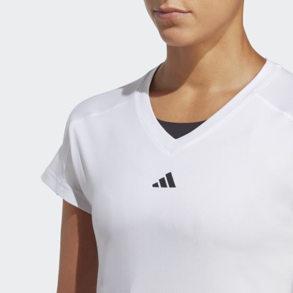 Aeroready Train Essentials Minimal Branding V-neck Tee Blanc Adidas