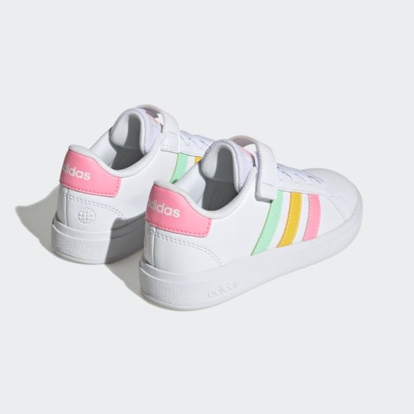 Chaussures Adidas Grand Court à Lacets élastiques Et Sangle Supérieure Rose Vif