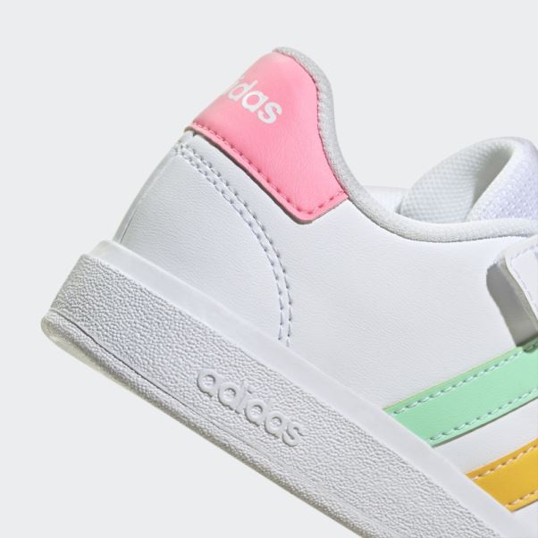 Chaussures Adidas Grand Court à Lacets élastiques Et Sangle Supérieure Rose Vif