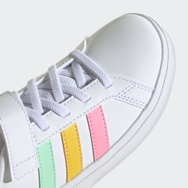 Chaussures Adidas Grand Court à Lacets élastiques Et Sangle Supérieure Rose Vif