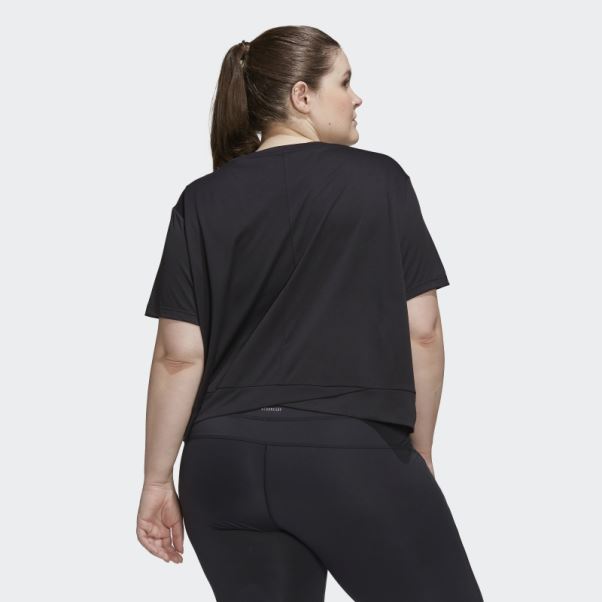 Adidas Aeroready Studio Loose Crop Tee Noir (grande Taille)