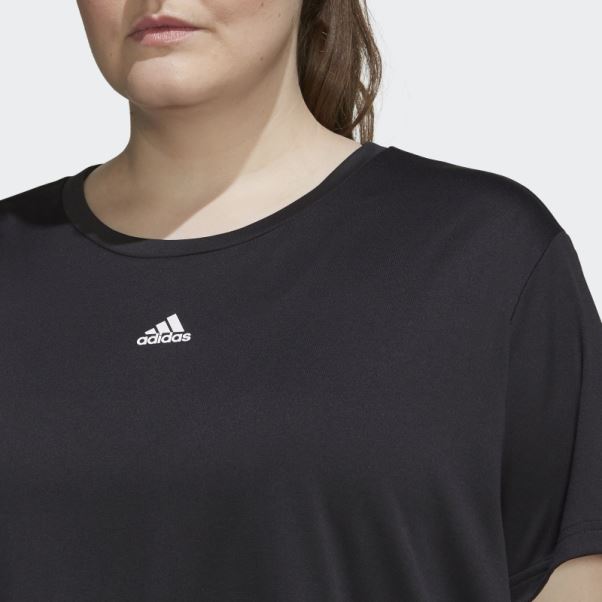 Adidas Aeroready Studio Loose Crop Tee Noir (grande Taille)