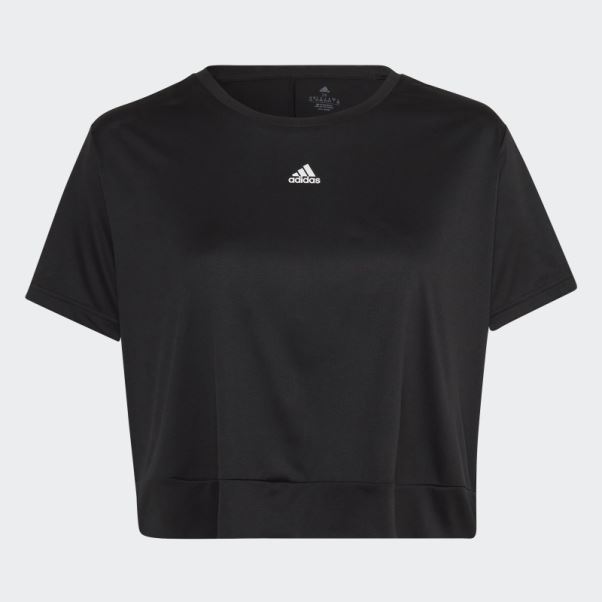 Adidas Aeroready Studio Loose Crop Tee Noir (grande Taille)
