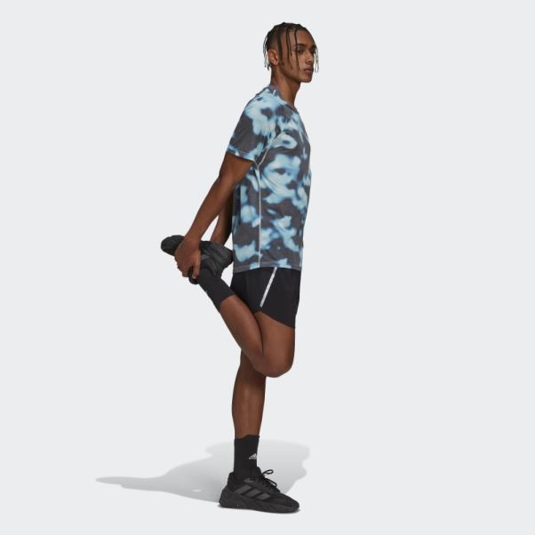 Run Icon 3-bar Allover Print Tee Multicolore Adidas