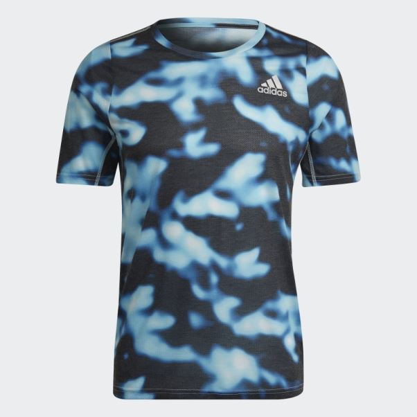 Run Icon 3-bar Allover Print Tee Multicolore Adidas