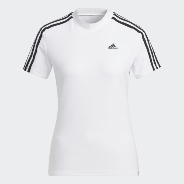 T-shirt Col Montant 3 Bandes Blanc Adidas