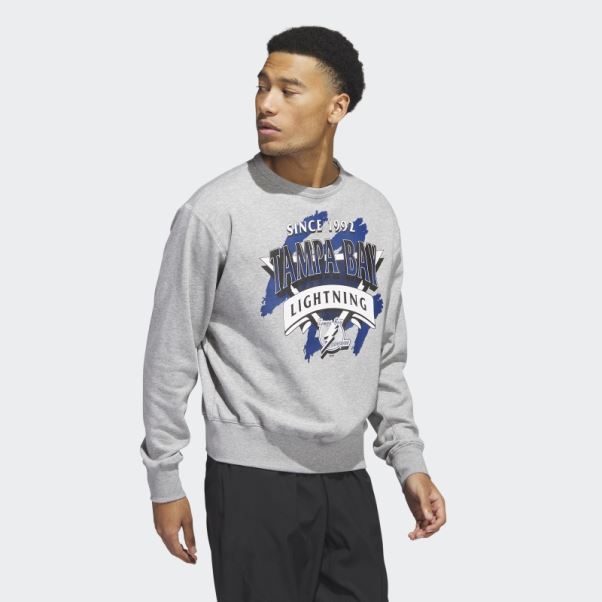 Sweat Crew Vintage éclair Gris Moyen Adidas